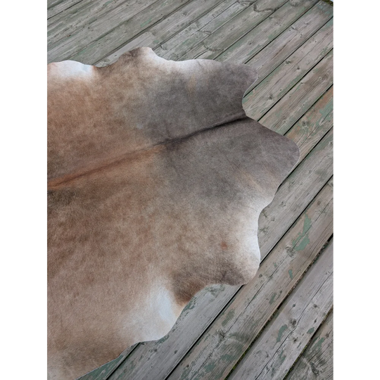 T5 73 x 64 gorgeous cowhide large cowhide rug with unique characteristics in natural brown and beige tones