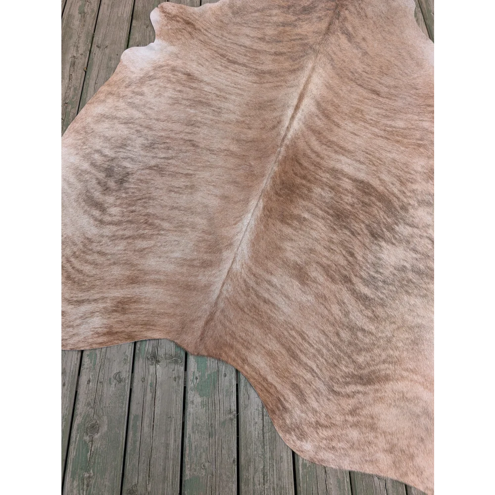 T6 80 x 70 gorgeous large cowhide rug with soft natural tones and unique characteristics in beige and brown hues