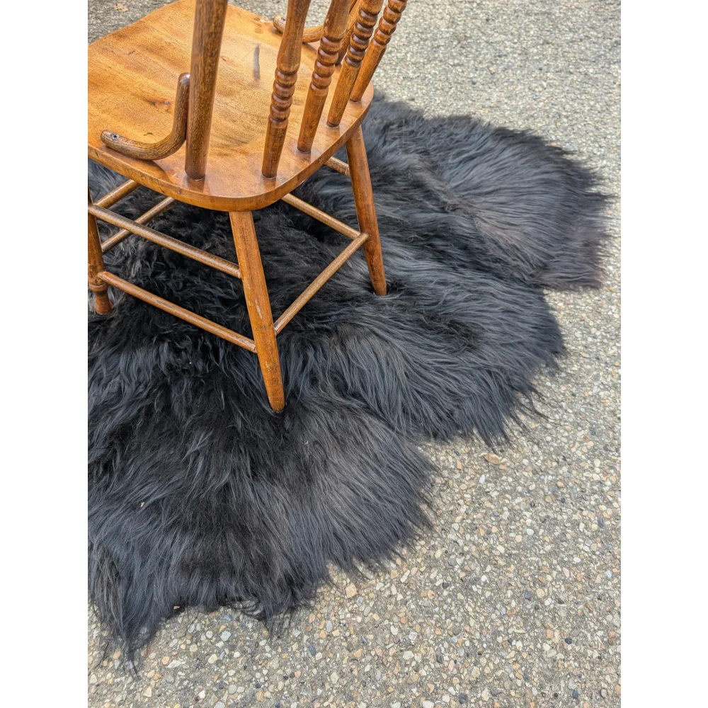 The Flower Rug-Natural Black Icelandic One Of A kind