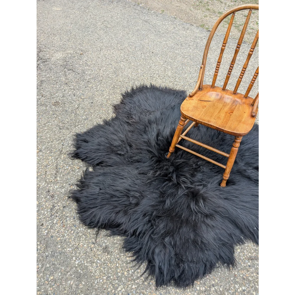 The Flower Rug-Natural Black Icelandic One Of A kind