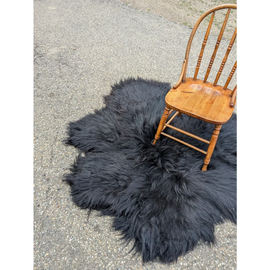 The Flower Rug-Natural Black Icelandic One Of A kind