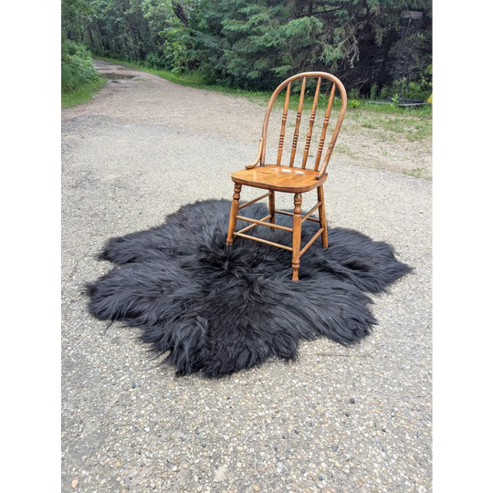 The Flower Rug-Natural Black Icelandic One Of A kind
