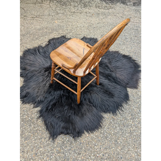 The Flower Rug-Natural Black Icelandic One Of A kind