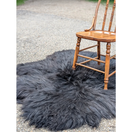 The Flower Rug-Natural Black Icelandic One Of A kind