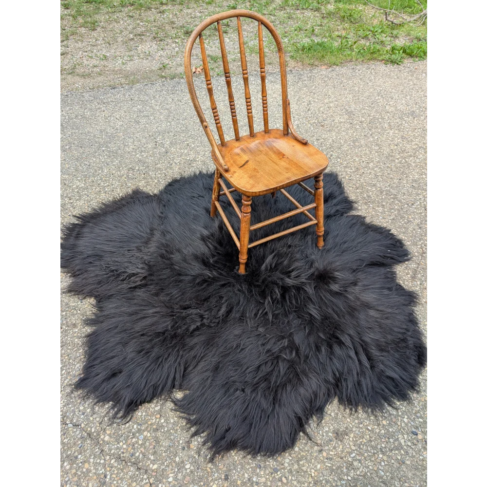 The Flower Rug-Natural Black Icelandic One Of A kind