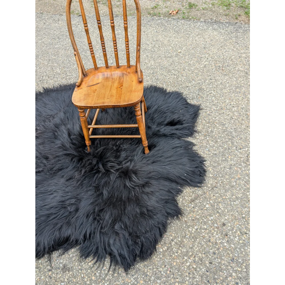 The Flower Rug-Natural Black Icelandic One Of A kind