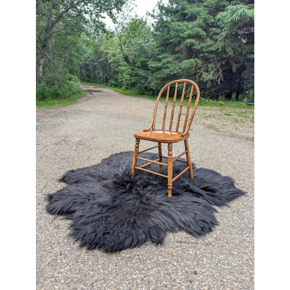The Flower Rug-Natural Black Icelandic One Of A kind