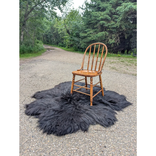The Flower Rug-Natural Black Icelandic One Of A kind