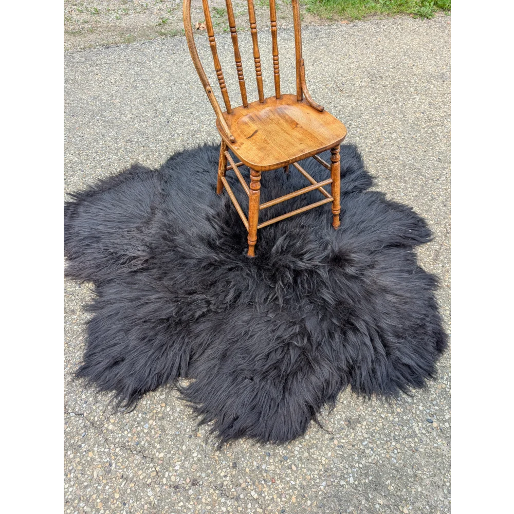 The Flower Rug-Natural Black Icelandic One Of A kind