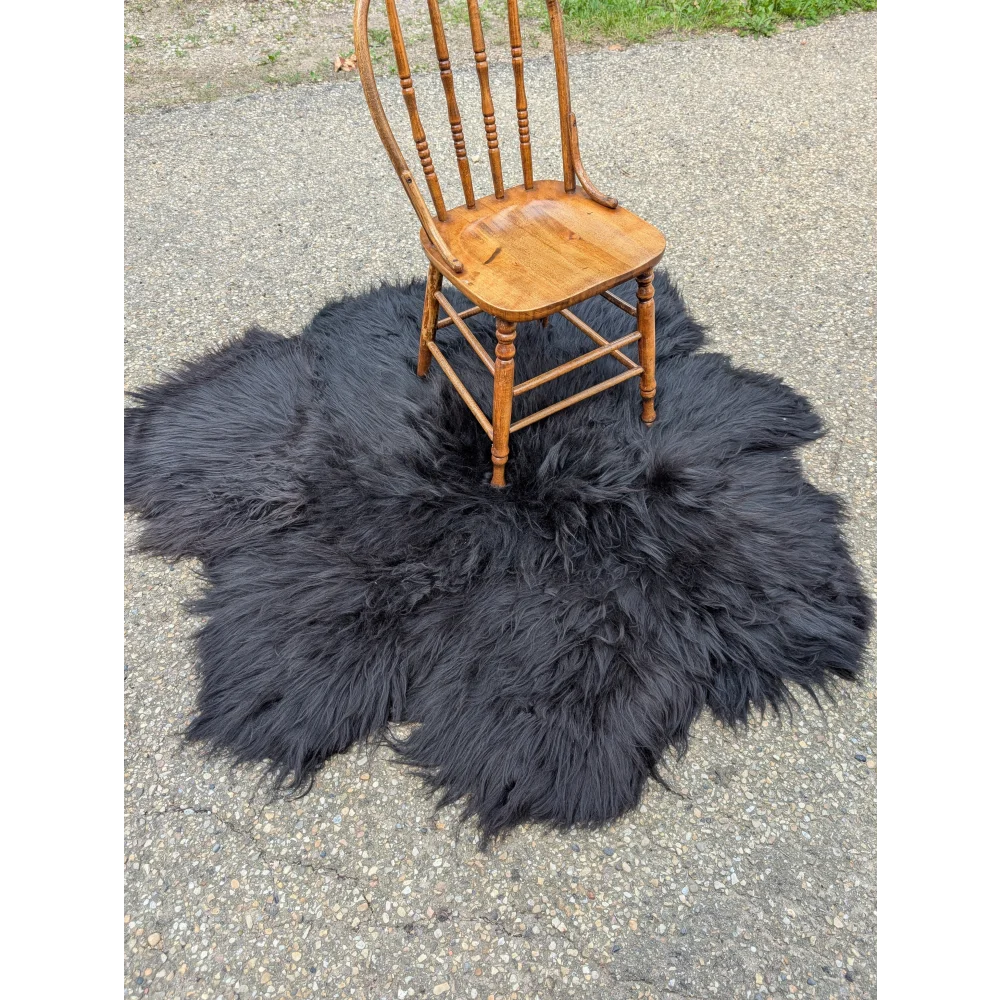 The Flower Rug-Natural Black Icelandic One Of A kind