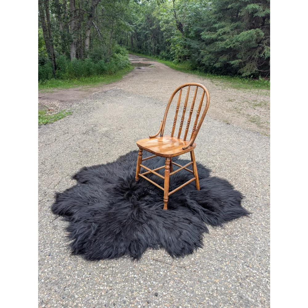 The Flower Rug-Natural Black Icelandic One Of A kind