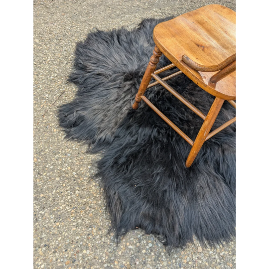 The Flower Rug-Natural Black Icelandic One Of A kind
