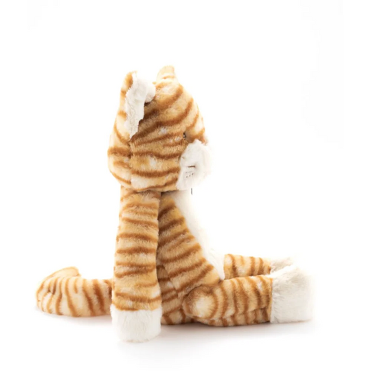 Cute orange tabby cat plush toy with soft sheepskin fur