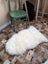 Gorgeous VERY SOFT Merino sheepskin rug, OEKO TEX certified, on checkered floor