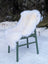 White faux fur throw on green chair, gorgeous Merino sheepskin OEKO TEX certified