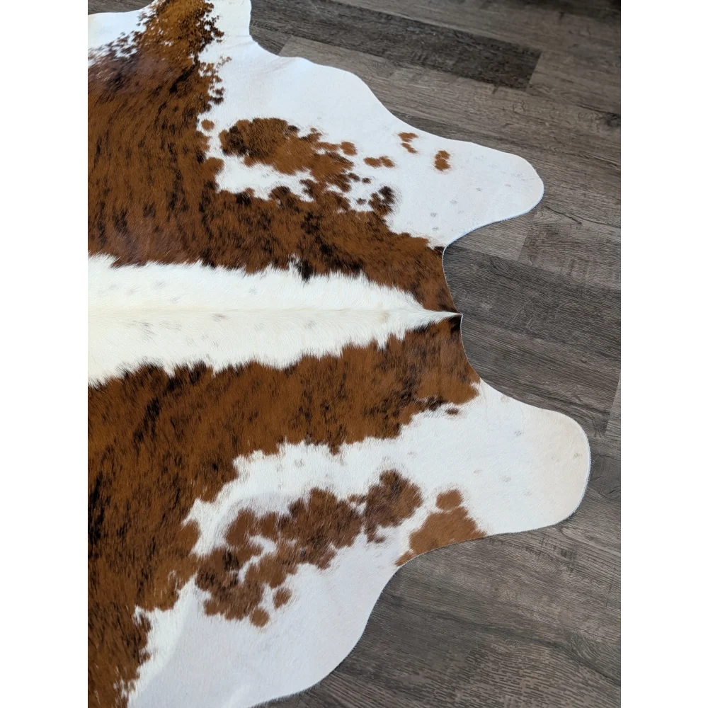 Large cowhide rug tri600 90.5 x 80 inches with brown and white natural fur texture perfect for beautiful rugs