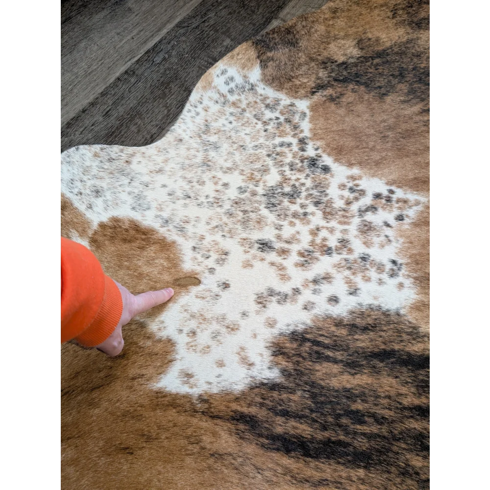 Extra large cowhide rug tri603 brown and white natural spotted pattern perfect for beautiful rugs and large cowhide decor