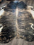 Extra large cowhide rug tri605 with a beautiful black white and tan marbled pattern perfect for large cowhide decor