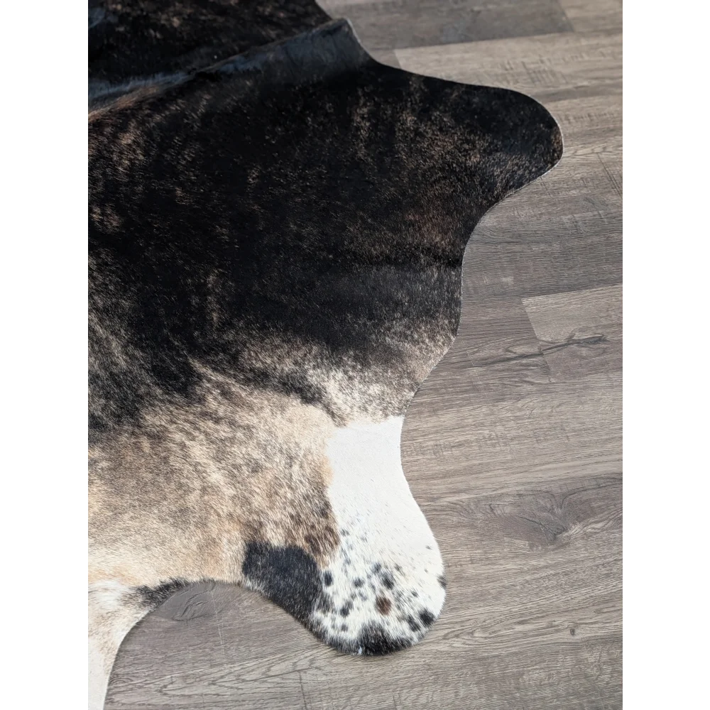Black and white extra large cowhide rug tri605 with natural fur texture perfect for beautiful rugs and large cowhide decor