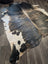 Extra large cowhide rug tri605 heart 99 x 84 natural black and white spotted large cowhide on wooden floor