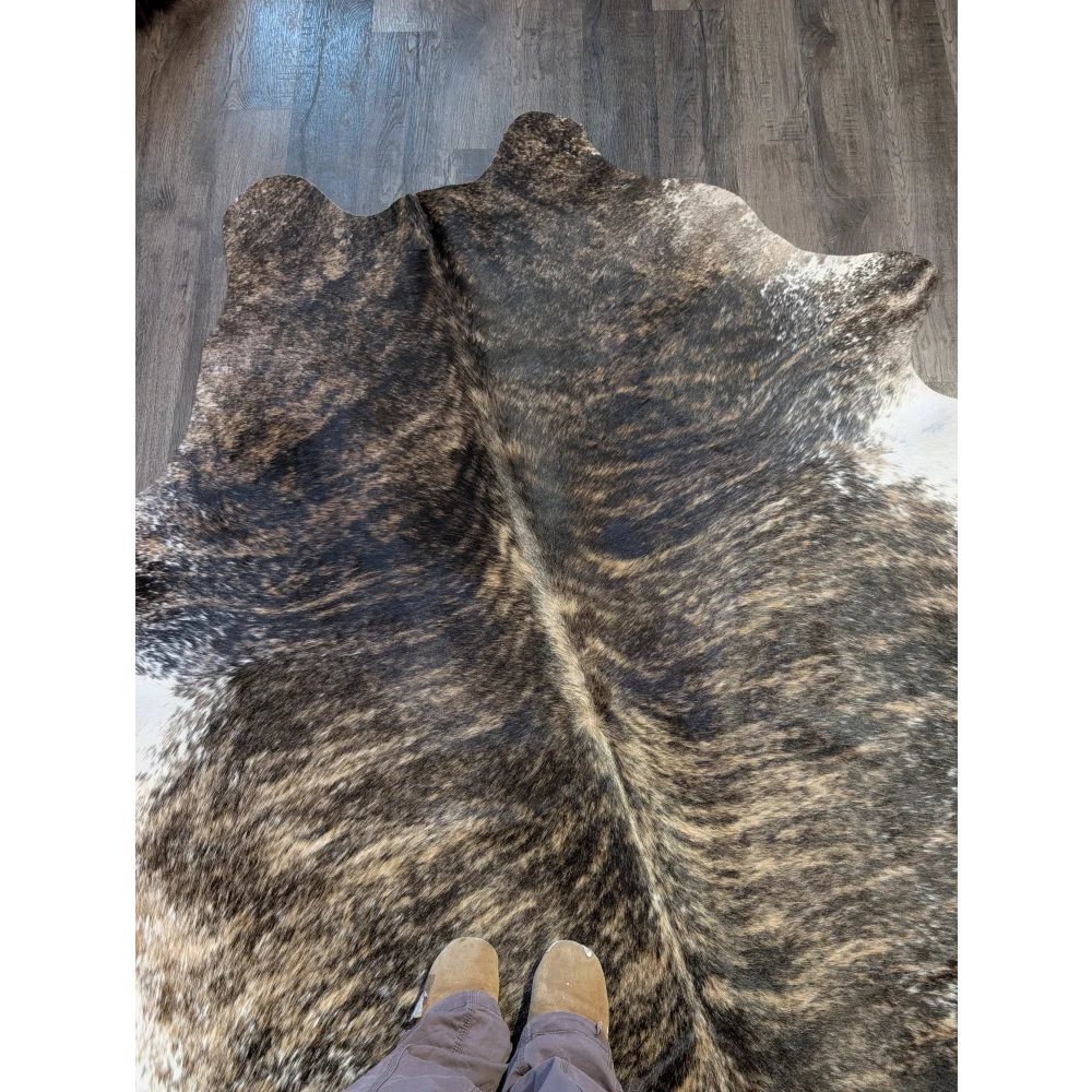 Extra large cowhide rug tri607 in brown and white with natural irregular edges perfect for beautiful rugs lovers