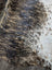 Extra large cowhide rug tri607 with a beautiful mottled black brown and white pattern perfect for large cowhide lovers