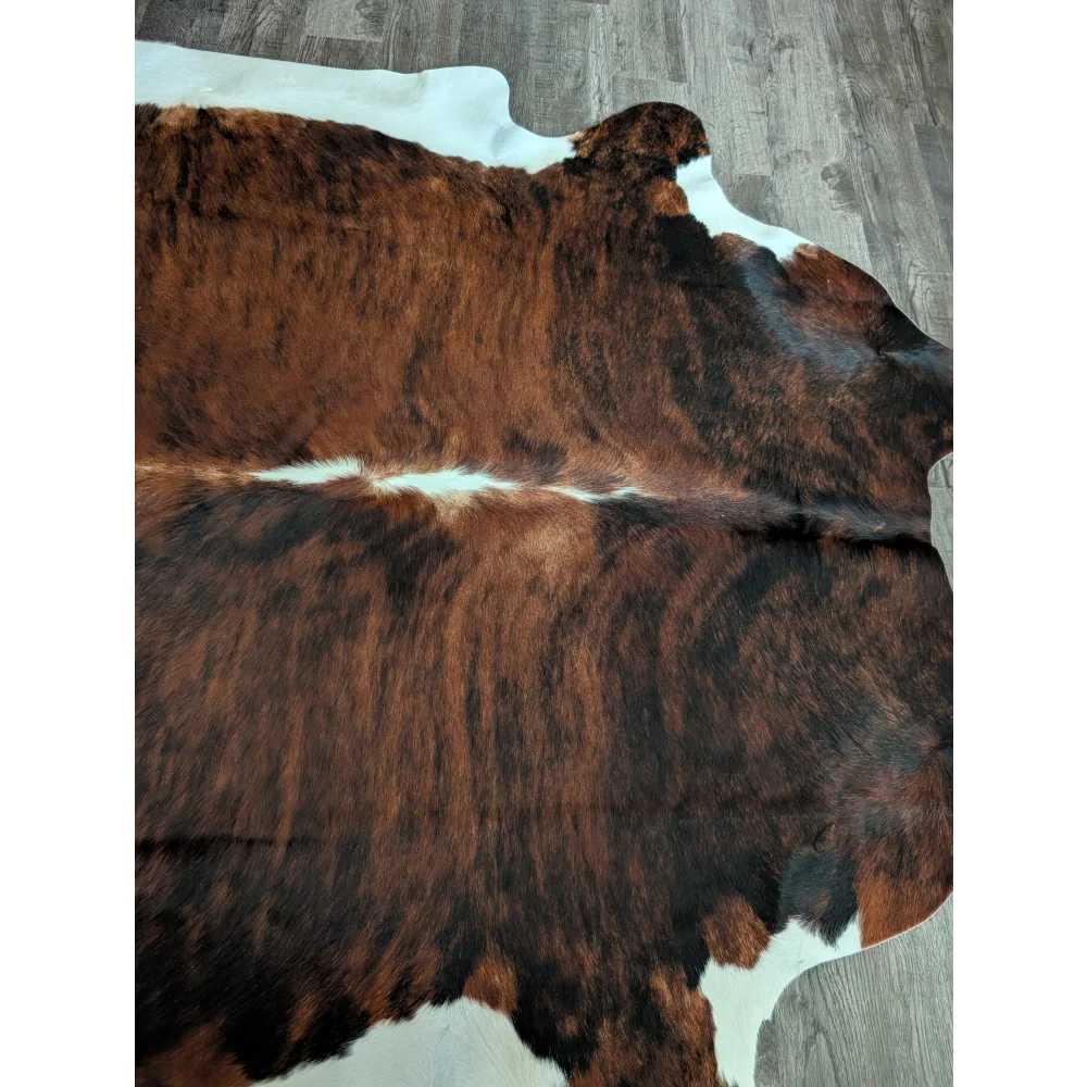 Tricolour16 extra large brown and white cowhide rug with natural fur texture perfect large cowhide for any space