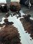 Brown and white tricolour#49 large cowhide rug with natural fur texture extra large 96 by 82 inches