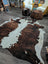 Brown and white extra large cowhide rug with natural irregular edges tricolour49 96 by 82 inches large cowhide