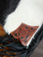 Tumbleweed #5 heart gorgeous tassel purse with hand tooled brown leather patch and smoky charcoal zippered pocket