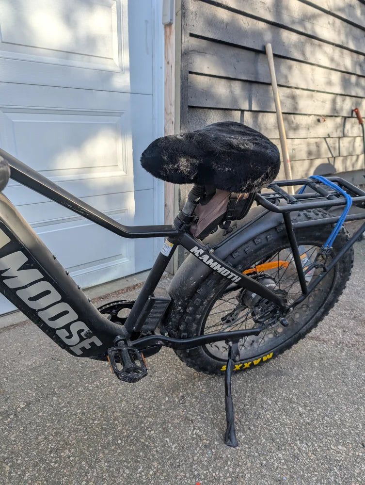 Moose Black Fat Tire Bike with Sheepskin Bicycle Seat