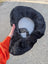 Cozy merino sheepskin bicycle seat with gray plush neck pillow