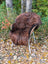 Plush rich brown massive 58 x 32 icelandic sheepskin chair with soft fluffy wool icelandic texture and light metal legs