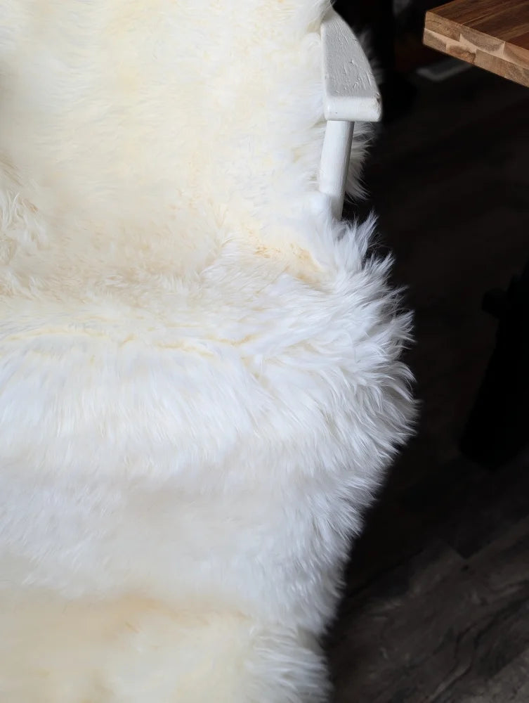 Oeko tex certified very soft merino double sheepskin fluffy white chair cover
