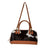 Stylish black white hair-on hide Angus Oliver cowhide bag with tan trim