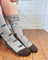 Women’s beige and brown baby and mama bird merino wool socks with fun bird in nest pattern perfect for outdoors