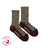 Olive green and maroon womens merino wool socks with brown deer pattern by friday sock co for all season comfort