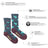 Dark gray and maroon womens merino wool socks with turquoise birds red flowers and friday sock co branding on heel