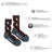 Women’s dark brown merino wool socks with white owl pattern and teal cuff for premium soft comfort