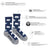 Women’s navy blue and gray merino wool socks with white polar bear patterns made from rws certified wool by friday sock co