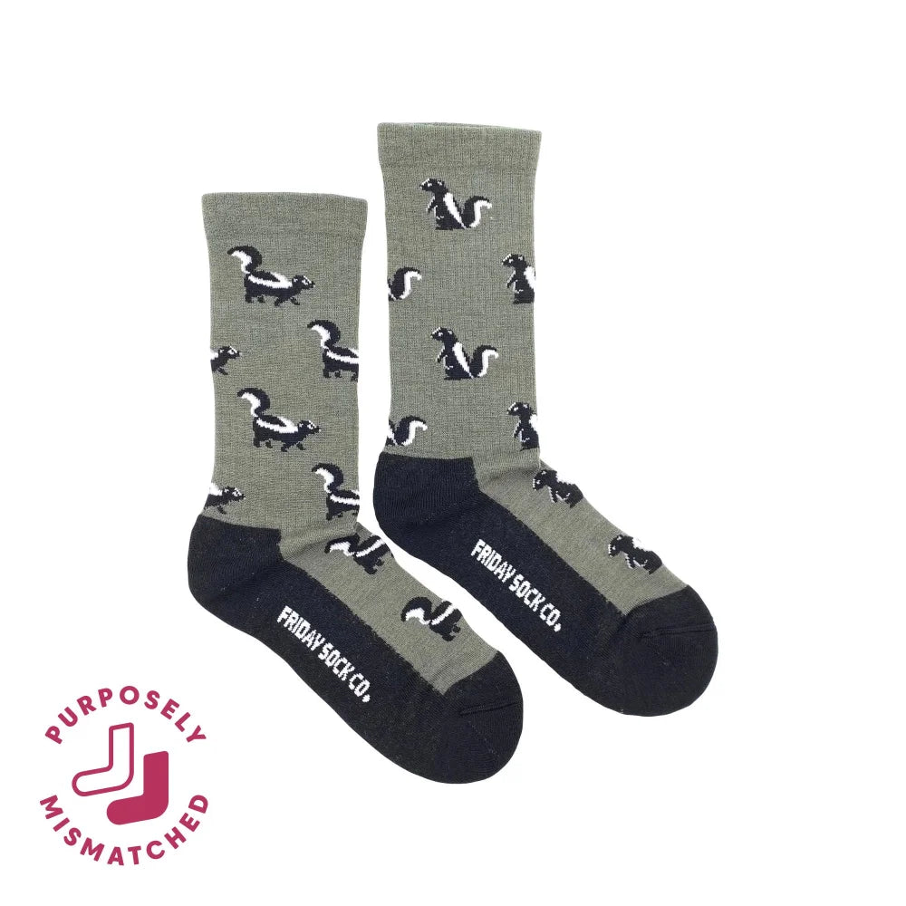 Women’s skunk merino wool socks in gray and black from friday sock co perfect wool socks gift idea