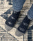 Women’s winter merino wool socks in dark blue with gray toes heels and white snowflake cloud designs by angus oliver