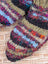 Woolen adult sized booties with swool stripe wool in vibrant earthy tones and bright multicolored stripes