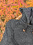Cozy dark gray woolen calgary cardigan with zealand wool, attached hood, wooden toggles, and soft fleece lining