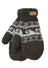 Dark gray and white woolen wave mittens knit with zealand wool featuring artisan craftsmanship and a brown leather tag